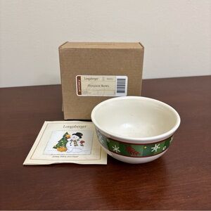 Longaberger Green and White Holiday Bowl with Snowman